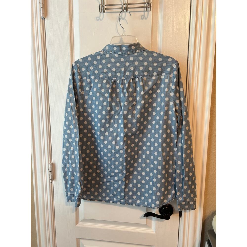 Loft Polka Dot Chambray Button Down Size M - Picture 3 of 5